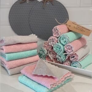 ULTRA Absorbent Dish Cloth SET with FREE Jar Gripper
